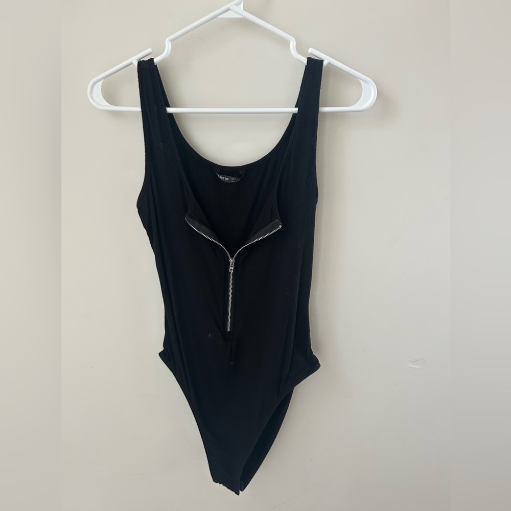 Black Zip-Front Bodysuit